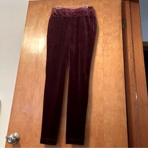 Maroon Velvet Skinny Legging Pants